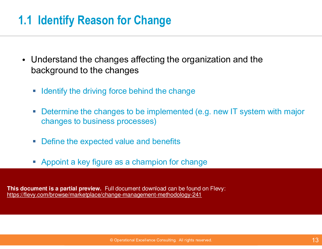 This is a partial preview of Change Management Methodology (72-slide PowerPoint presentation (PPTX)). Full document is 72 slides. 