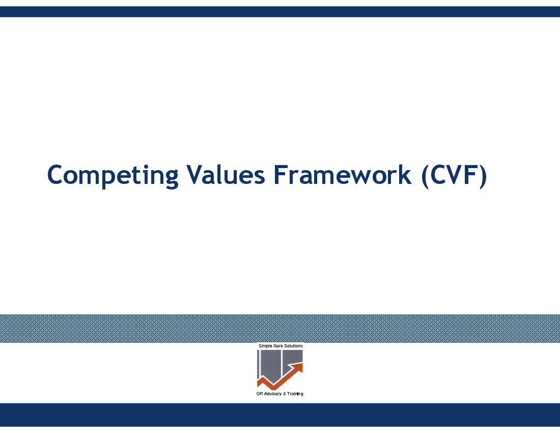 This is a partial preview of Competing Values Framework (CVF). Full document is 91 slides. 