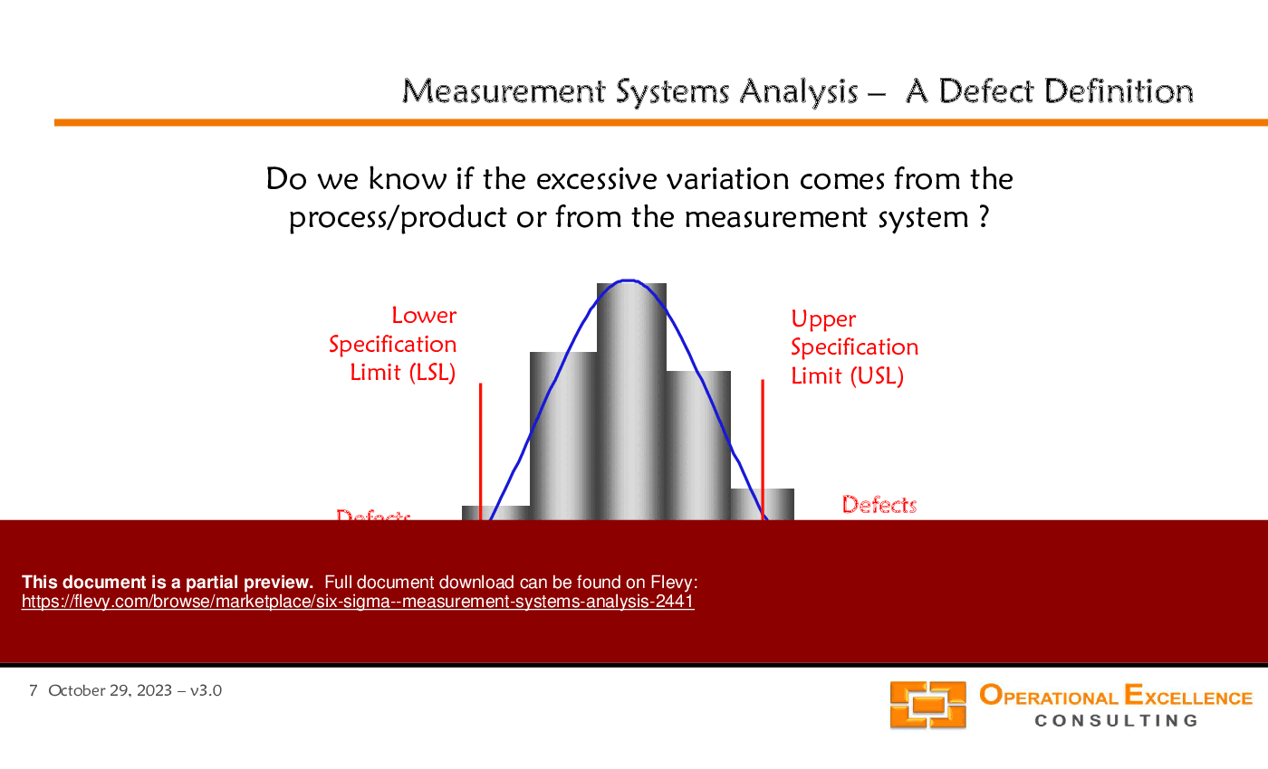 Six Sigma - Measurement Systems Analysis (62-slide PowerPoint presentation (PPTX)) Preview Image
