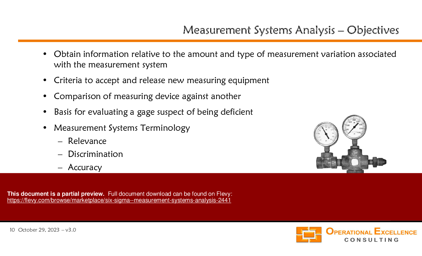 This is a partial preview of Six Sigma - Measurement Systems Analysis (62-slide PowerPoint presentation (PPTX)). Full document is 62 slides. 