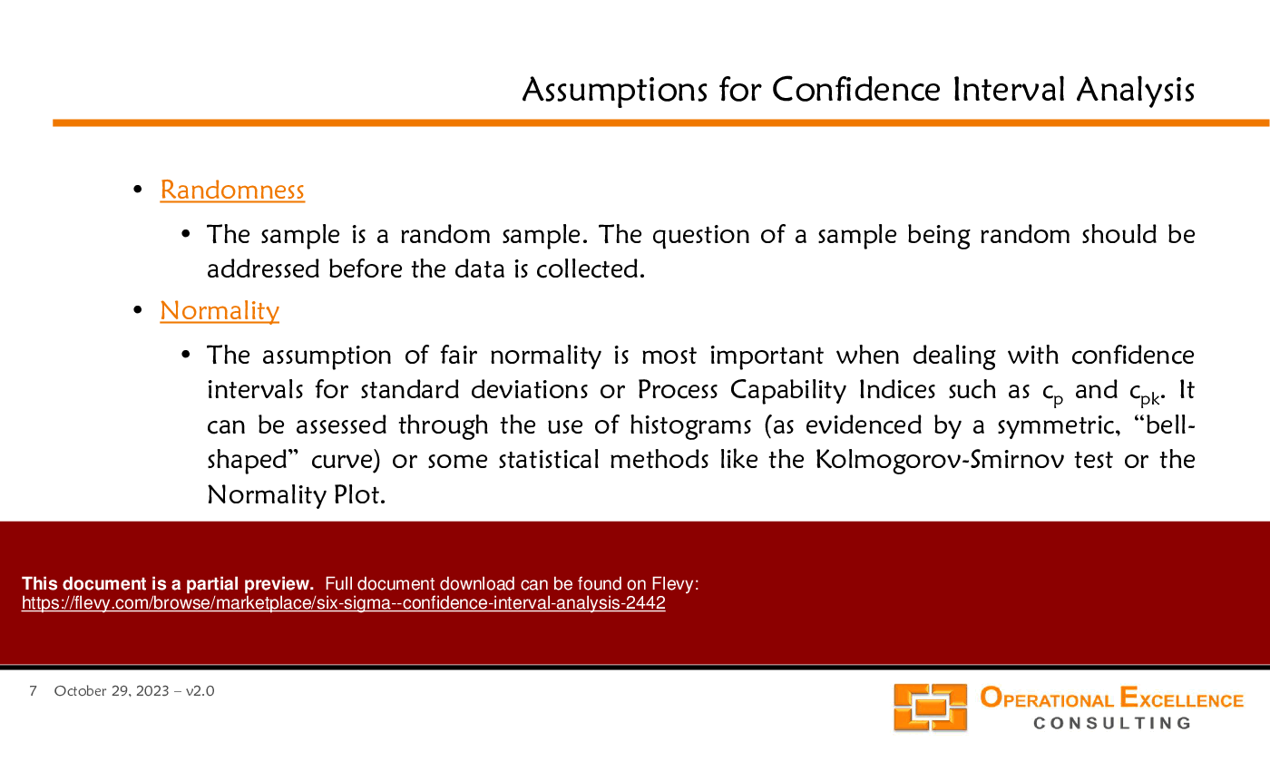 This is a partial preview of Six Sigma - Confidence Interval Analysis (79-slide PowerPoint presentation (PPTX)). Full document is 79 slides. 
