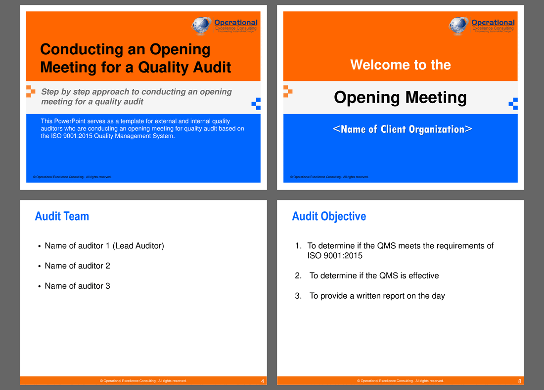 Conducting an Opening Meeting for a Quality Audit