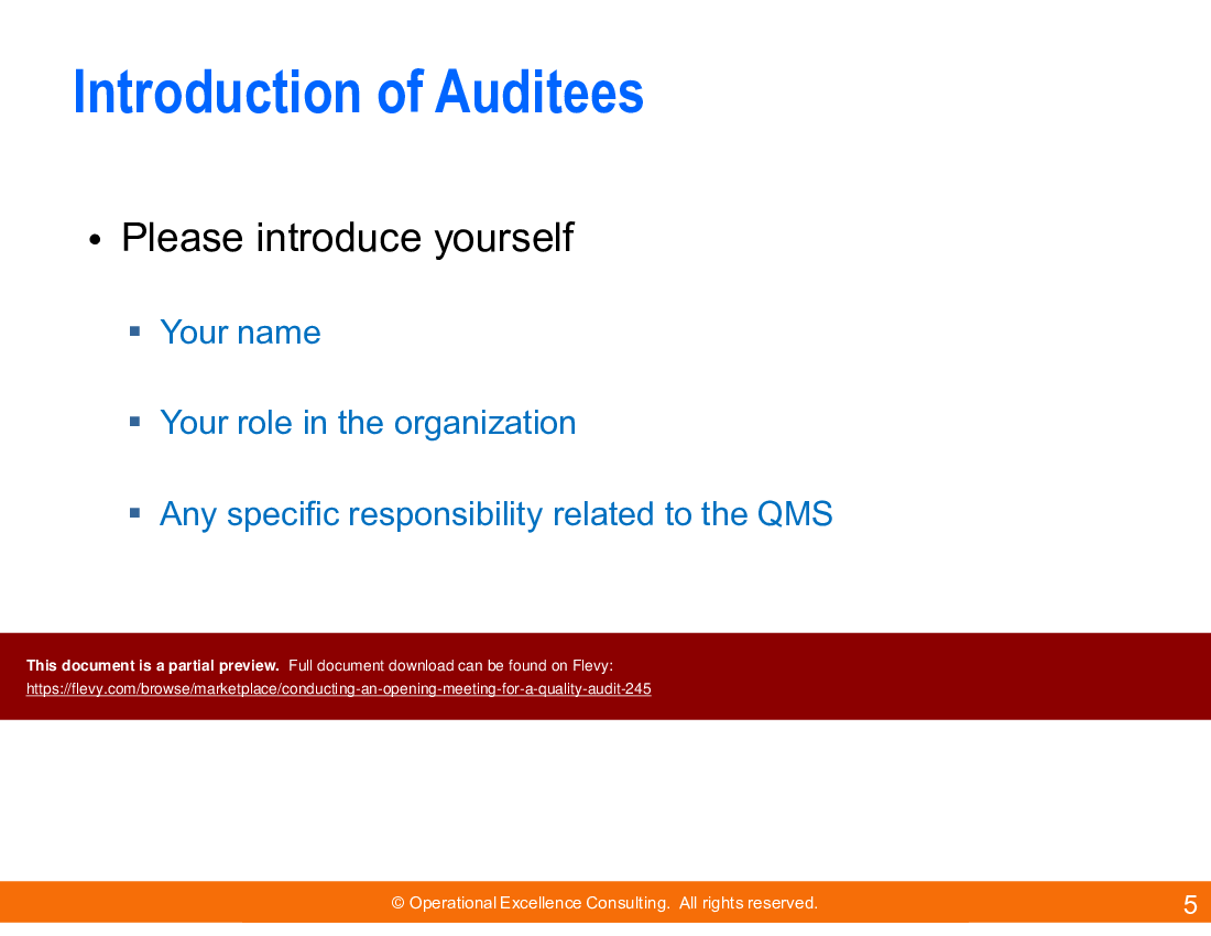 This is a partial preview of Conducting an Opening Meeting for a Quality Audit (26-slide PowerPoint presentation (PPTX)). Full document is 26 slides. 