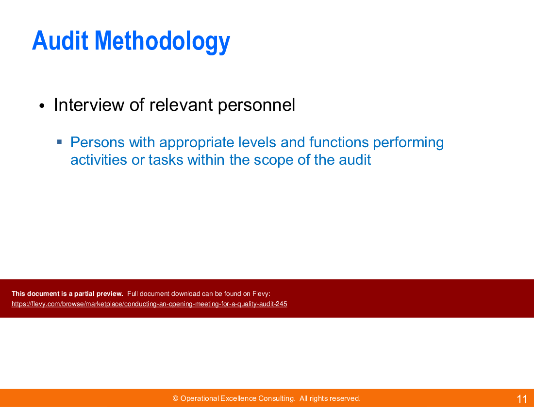Conducting an Opening Meeting for a Quality Audit (26-slide PPT PowerPoint presentation (PPTX)) Preview Image