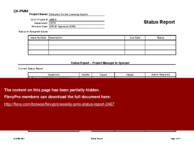 This is a partial preview of Weekly PMO Status Report. 
