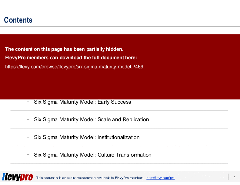 This is a partial preview of Six Sigma Maturity Model (25-slide PowerPoint presentation (PPT)). Full document is 25 slides. 