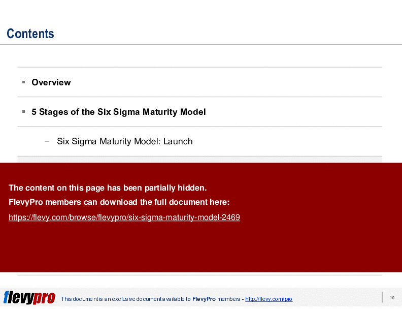 This is a partial preview of Six Sigma Maturity Model (25-slide PowerPoint presentation (PPT)). Full document is 25 slides. 