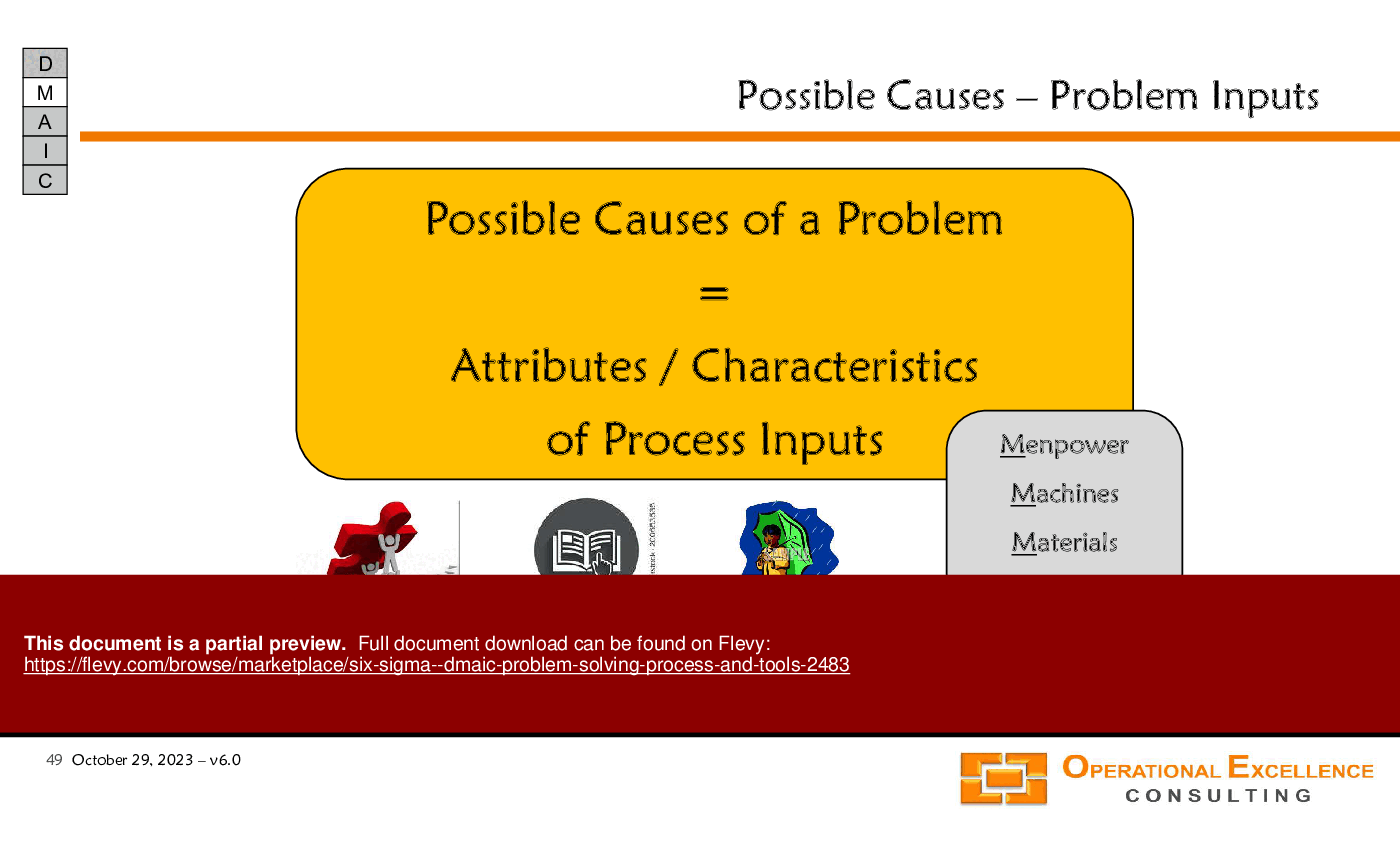 Six Sigma - DMAIC Problem Solving Process & Tools (182-slide PowerPoint presentation (PPTX)) Preview Image