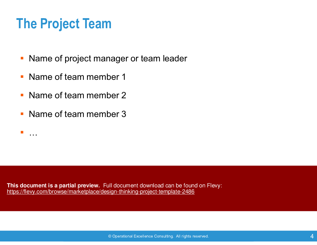 This is a partial preview of Design Thinking Project Template (66-slide PowerPoint presentation (PPTX)). Full document is 66 slides. 