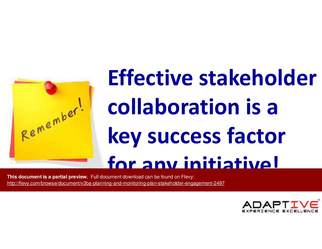 V3 BA Planning and Monitoring - Plan Stakeholder Engagement (23-slide PPT PowerPoint presentation (PPTX)) Preview Image