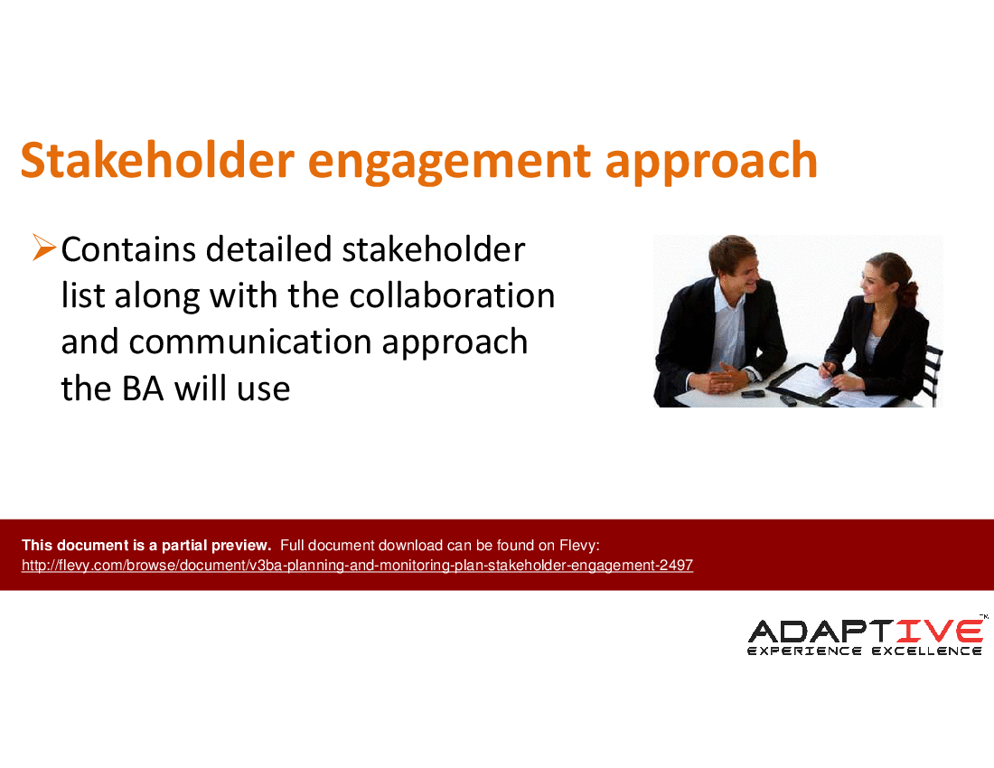 V3 BA Planning and Monitoring - Plan Stakeholder Engagement (23-slide PPT PowerPoint presentation (PPTX)) Preview Image