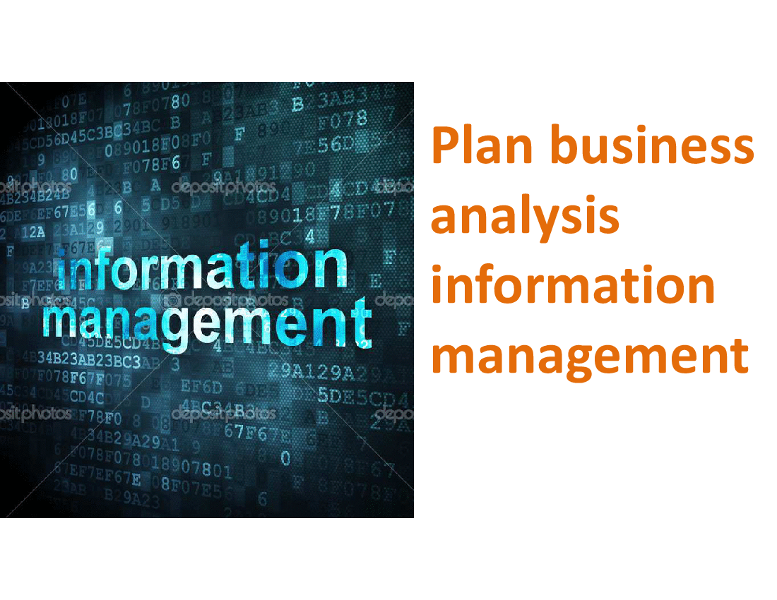 V3 BA Planning and Monitoring - BA Information Management