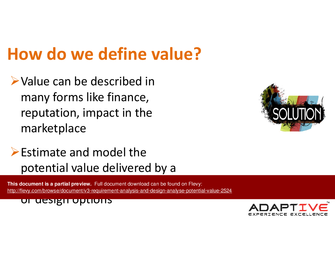 V3 Requirement Analysis & Design - Analyse Potential Value (10-slide PPT PowerPoint presentation (PPTX)) Preview Image