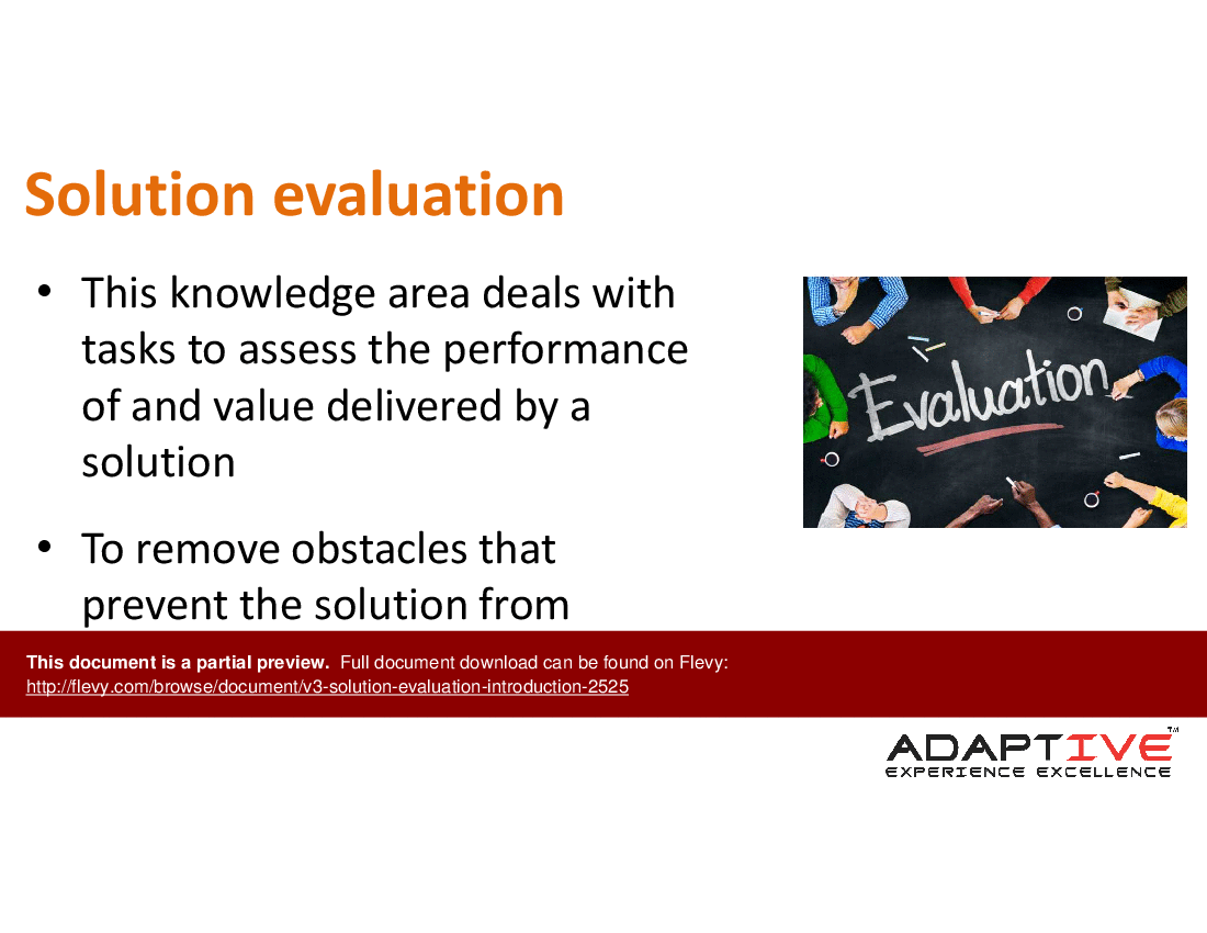 This is a partial preview of V3 Solution Evaluation - Introduction (15-slide PowerPoint presentation (PPTX)). Full document is 15 slides. 