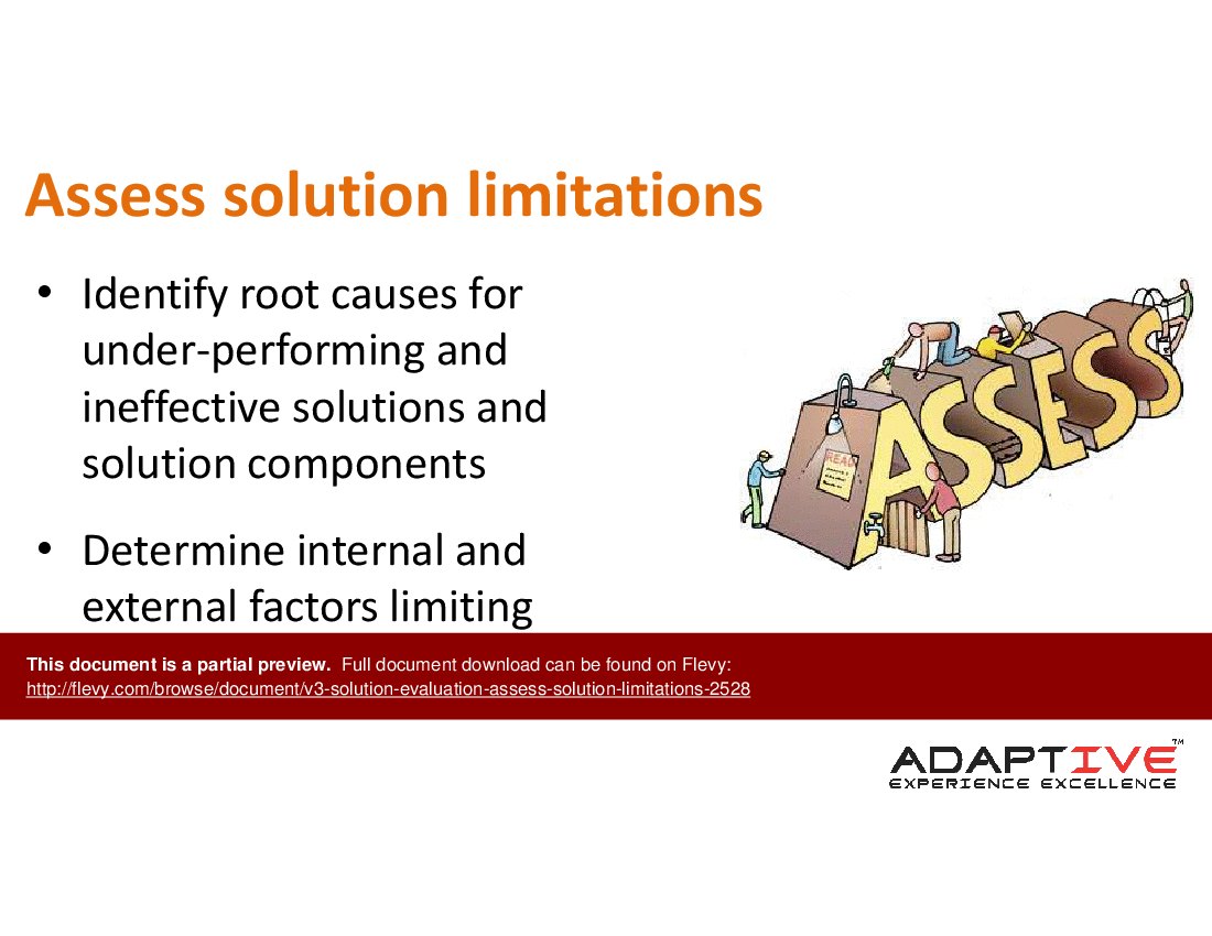 V3 Solution Evaluation - Assess Solution Limitations (9-slide PPT PowerPoint presentation (PPTX)) Preview Image
