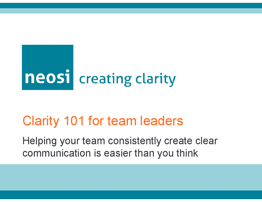 This is a partial preview of Clarity: A Leader's Guide (14-slide PowerPoint presentation (PPTX)). Full document is 14 slides. 