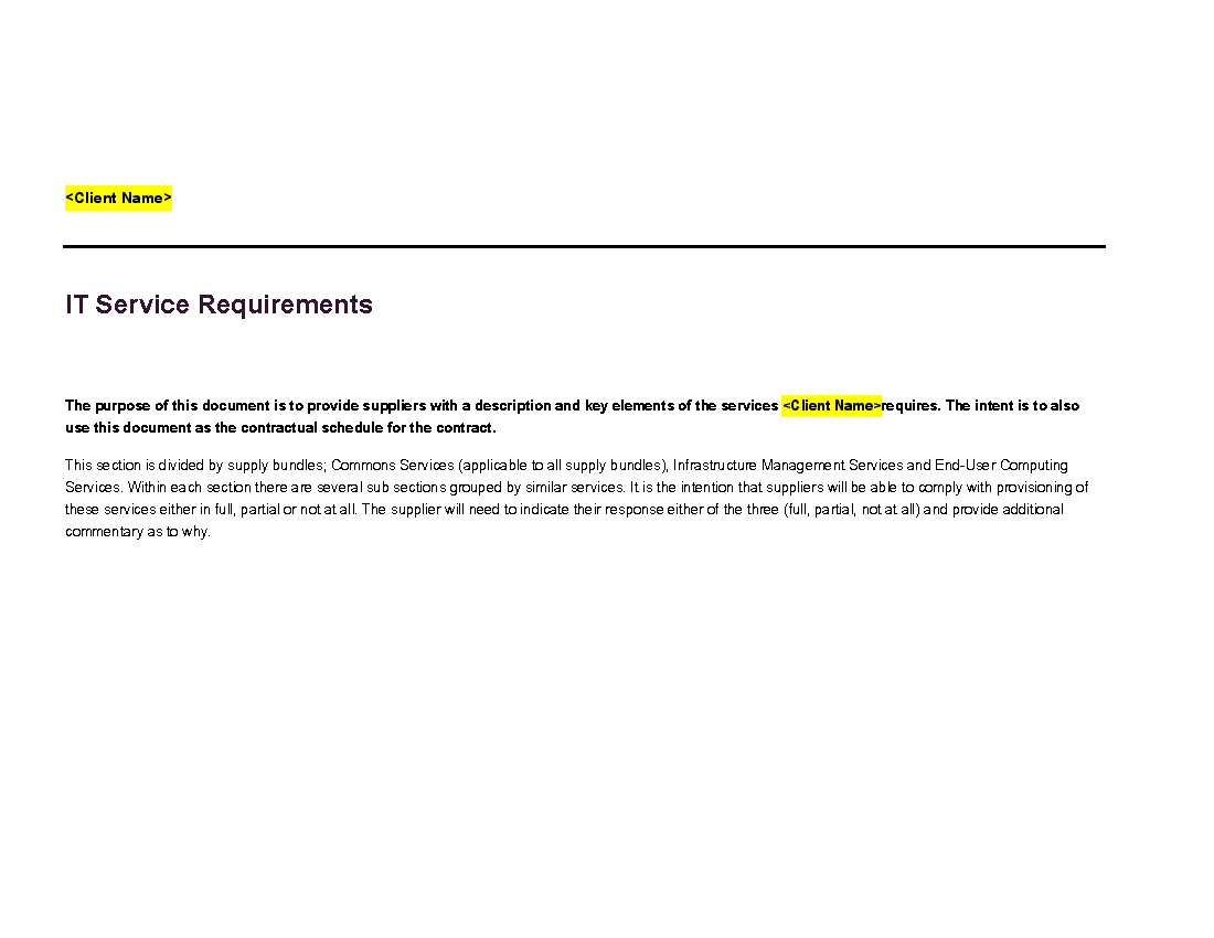 RFP Template for IT Managed Services (55-page Word document) Preview Image