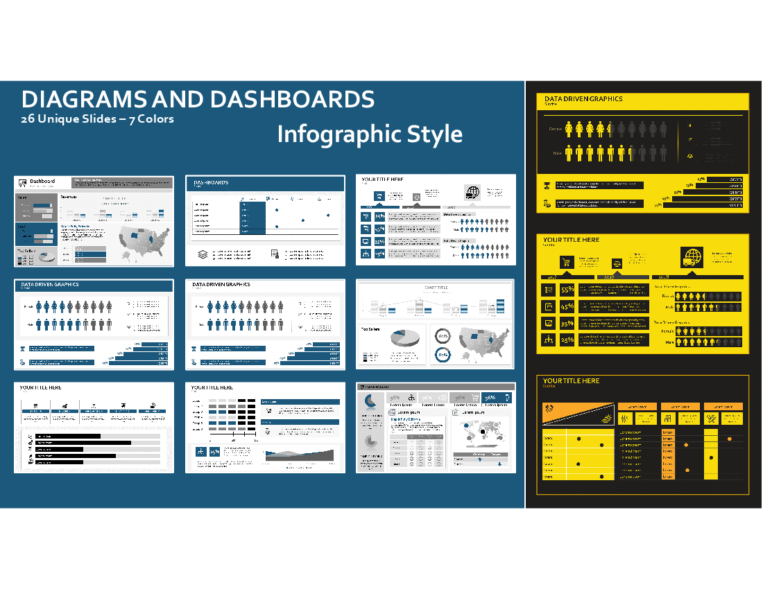 Diagrams & Dashboards - Infographic Style PowerPoint Template (218-slide PPT PowerPoint presentation (PPTX)) Preview Image