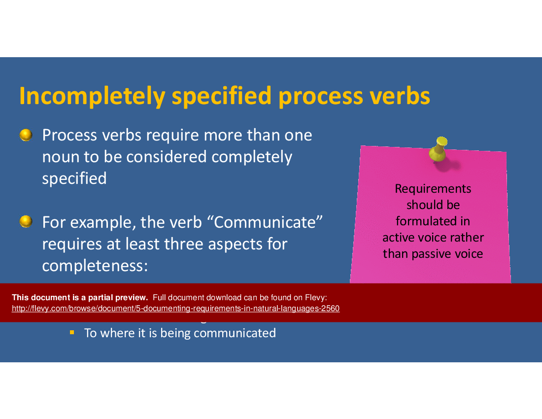CPRE-FL Module 5: Documenting Requirements in Natural Languages (41-slide PPT PowerPoint presentation (PPTX)) Preview Image