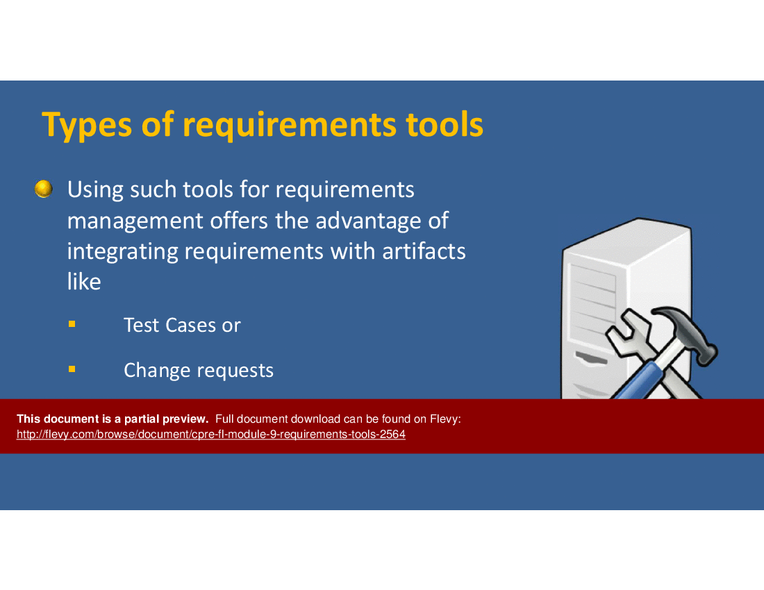 This is a partial preview of CPRE-FL Module 9: Requirements Tools (34-slide PowerPoint presentation (PPTX)). Full document is 34 slides. 