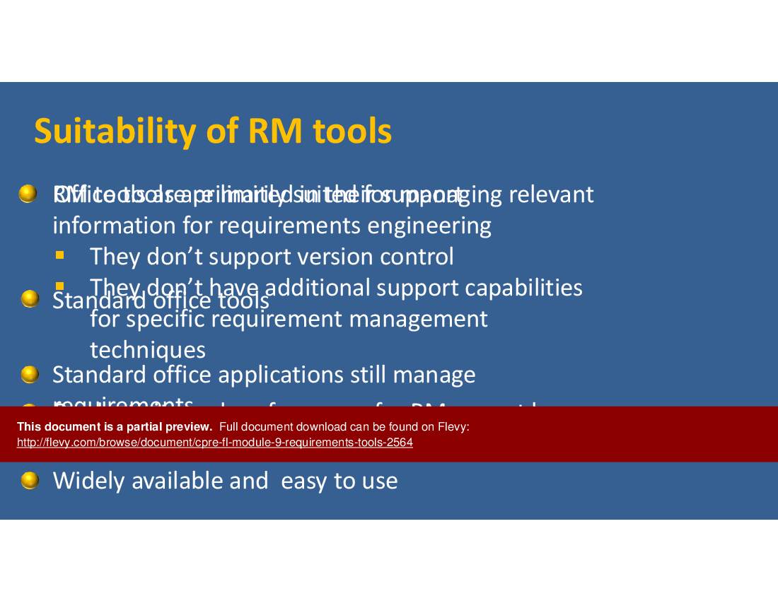 This is a partial preview of CPRE-FL Module 9: Requirements Tools (34-slide PowerPoint presentation (PPTX)). Full document is 34 slides. 