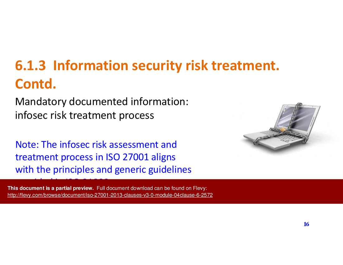 ISO 27001-2013-Clauses v3.0 - Module 04 -Clause 6 (19-slide PPT PowerPoint presentation (PPTX)) Preview Image