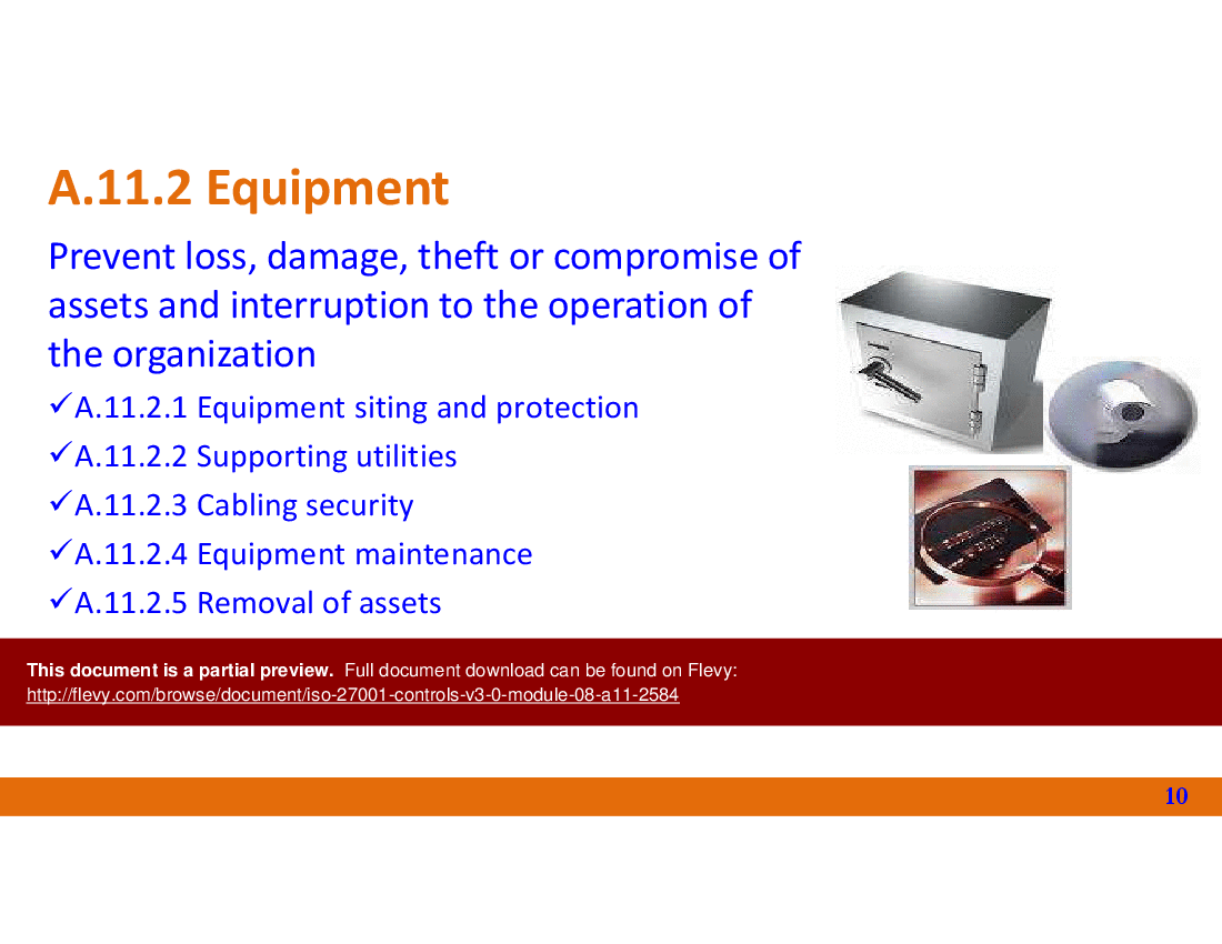 ISO 27001-Controls v3.0 - Module 08 - A11 (21-slide PPT PowerPoint presentation (PPTX)) Preview Image