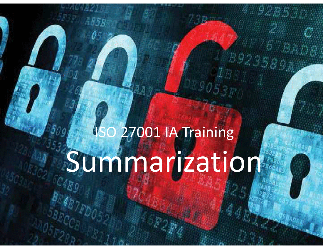 This is a partial preview of 10-ISO 27001 IA Training Summarization (5-slide PowerPoint presentation (PPTX)). Full document is 5 slides. 