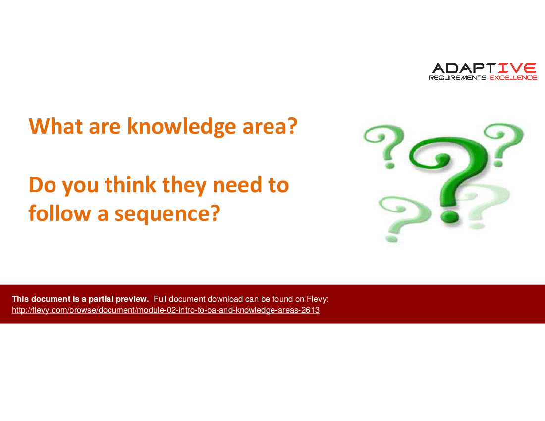 Module 02 - Intro to BA and Knowledge areas (33-slide PPT PowerPoint presentation (PPTX)) Preview Image