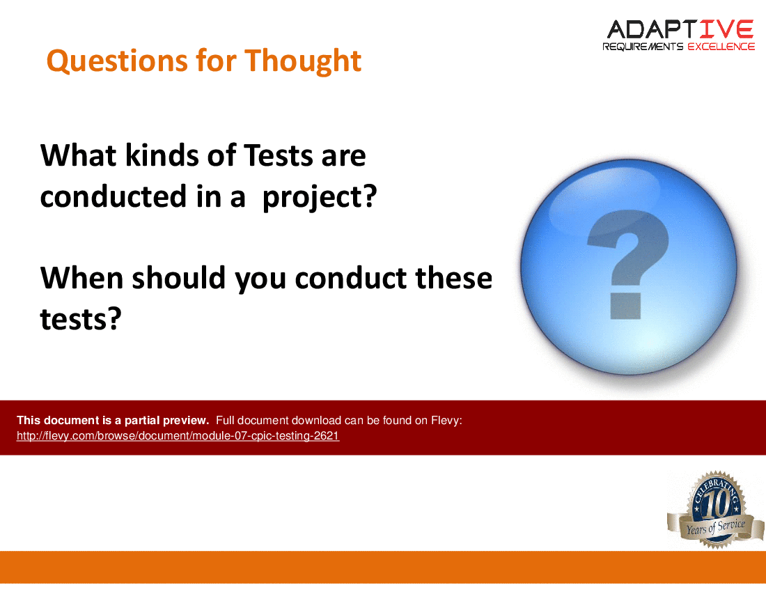 Module 07 - CPIC - Testing (36-slide PPT PowerPoint presentation (PPTX)) Preview Image