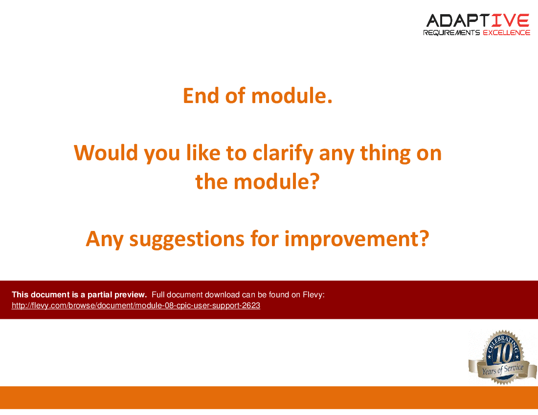 Module 08 - CPIC - User support (14-slide PPT PowerPoint presentation (PPTX)) Preview Image