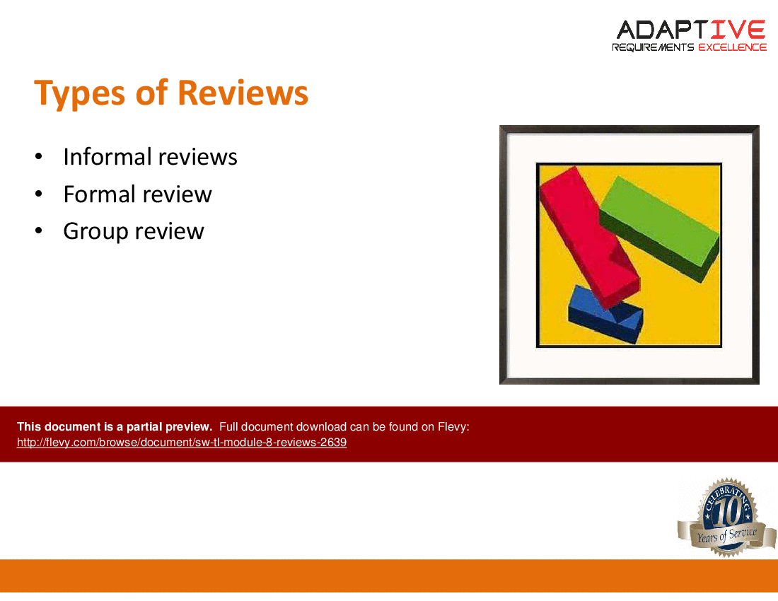 This is a partial preview of SW TL-Module 8 - Reviews (11-slide PowerPoint presentation (PPTX)). Full document is 11 slides. 