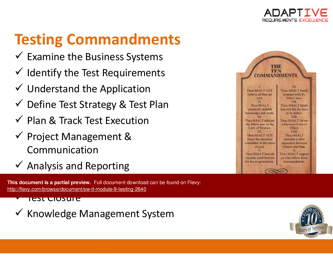 SW TL-Module 9 - Testing (18-slide PPT PowerPoint presentation (PPTX)) Preview Image