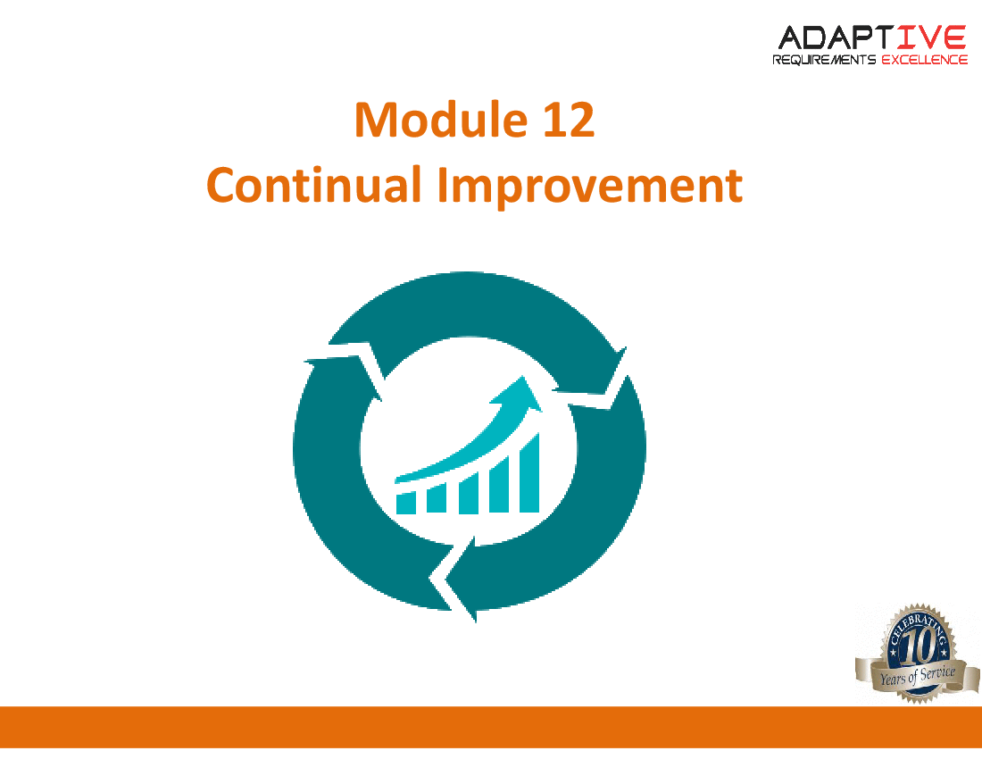SW TL-Module 12 - Continual Improvement (21-slide PPT PowerPoint presentation (PPTX)) Preview Image