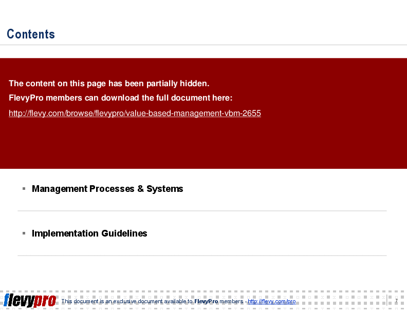 Value Based Management (VBM) (22-slide PowerPoint presentation (PPT)) Preview Image