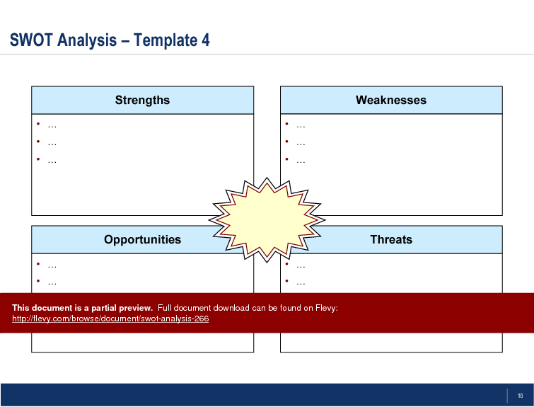 This is a partial preview of SWOT Analysis (10-slide PowerPoint presentation (PPT)). Full document is 10 slides. 