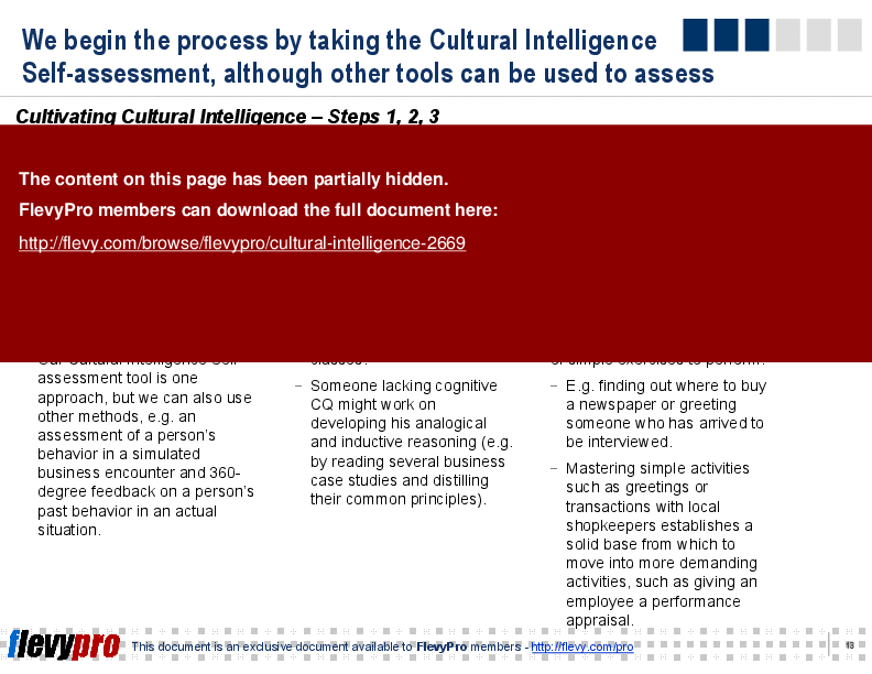 This is a partial preview of Cultural Intelligence (22-slide PowerPoint presentation (PPT)). Full document is 22 slides. 
