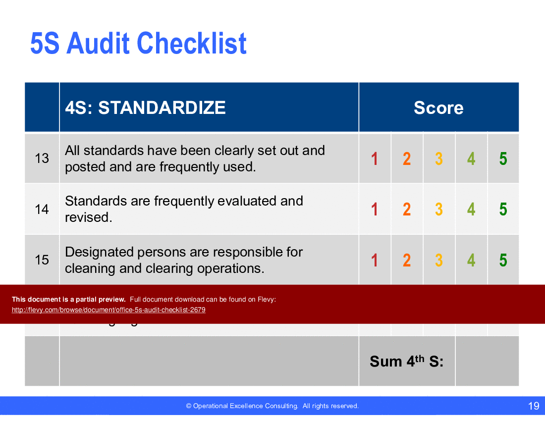 Office 5S Audit Checklist (28-slide PPT PowerPoint presentation (PPTX)) Preview Image