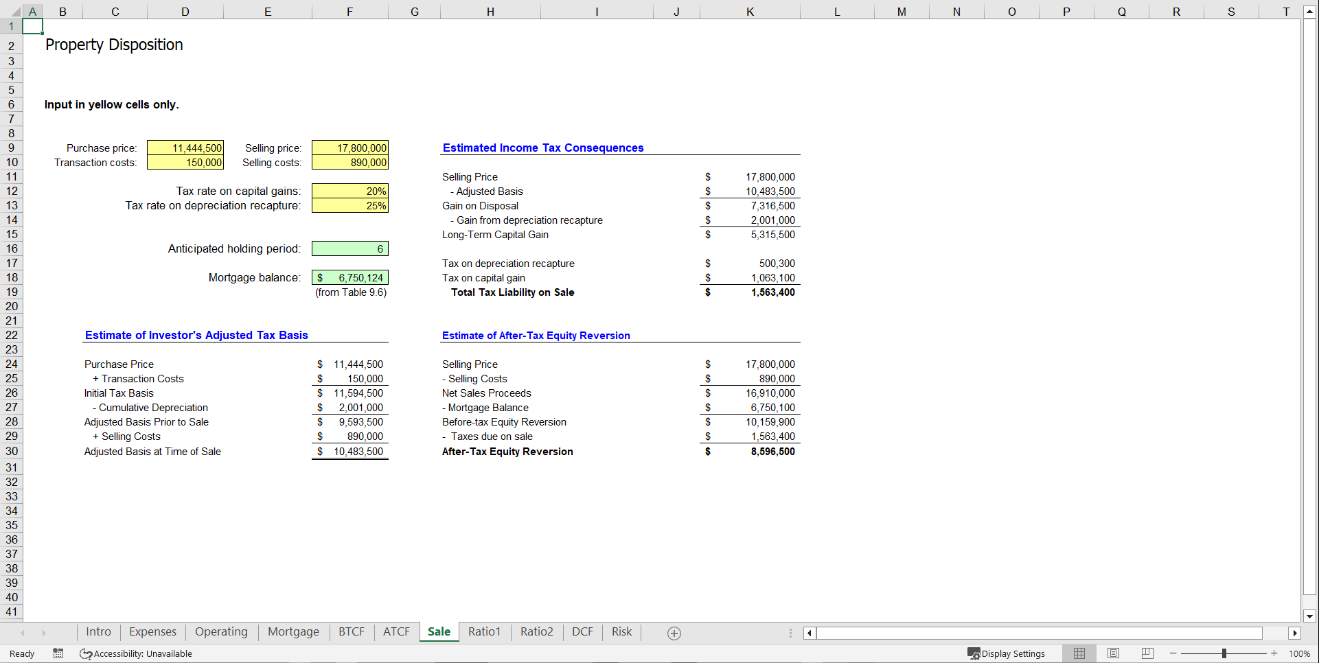 Real Estate Valuation Model (Excel template (XLS)) Preview Image