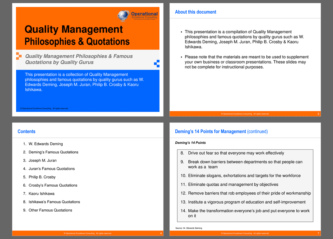 Quality Management Philosophies & Quotations (76-slide PPT PowerPoint presentation (PPTX)) Preview Image