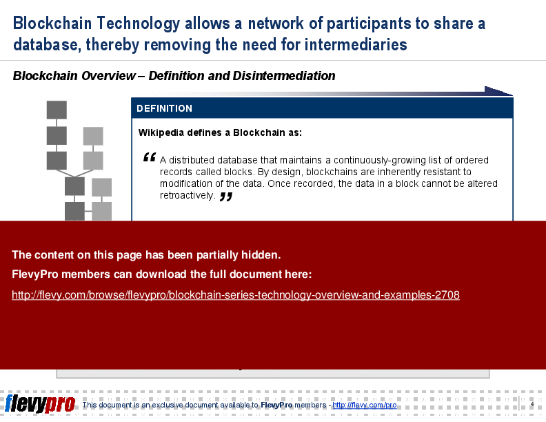 This is a partial preview of Blockchain Series: Technology Overview and Examples. Full document is 19 slides. 