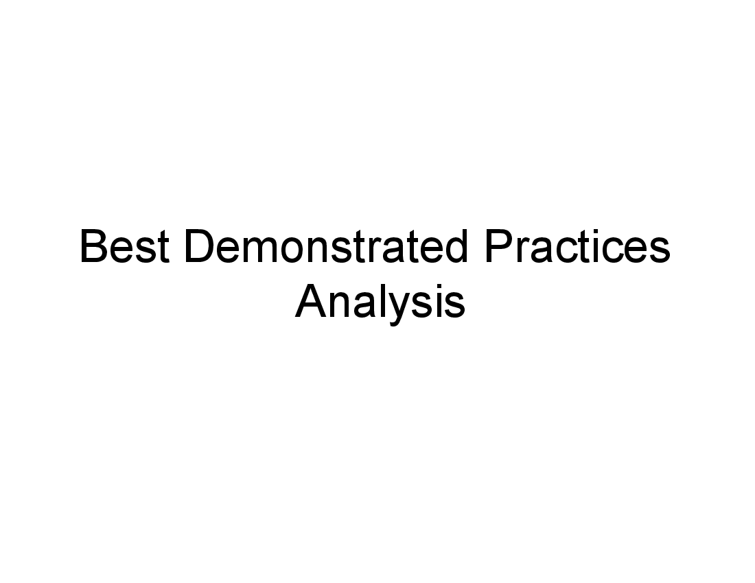 This is a partial preview of Best Demonstrated Practices Analysis (43-slide PowerPoint presentation (PPT)). Full document is 43 slides. 
