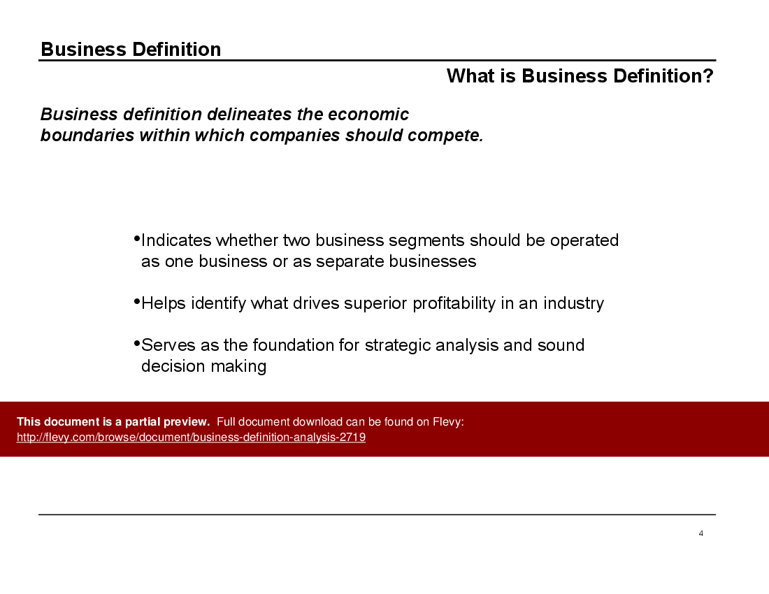 This is a partial preview of Business Definition Analysis (60-slide PowerPoint presentation (PPT)). Full document is 60 slides. 