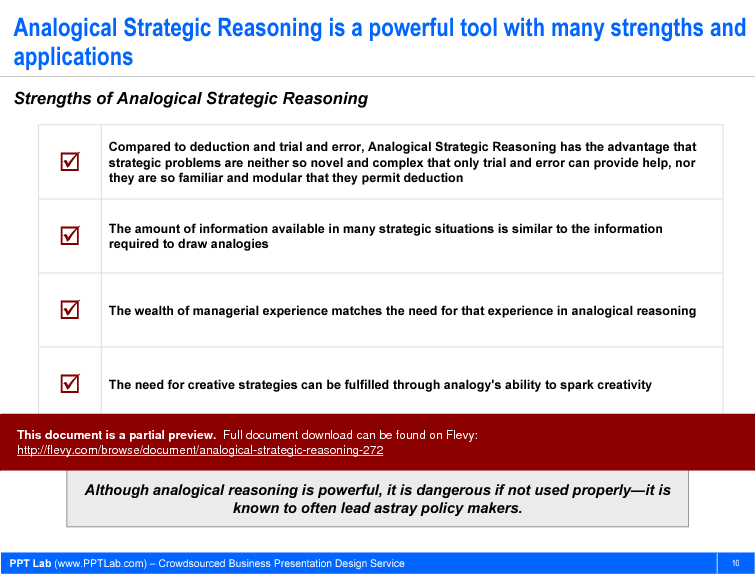 This is a partial preview of Analogical Strategic Reasoning (38-slide PowerPoint presentation (PPT)). Full document is 38 slides. 