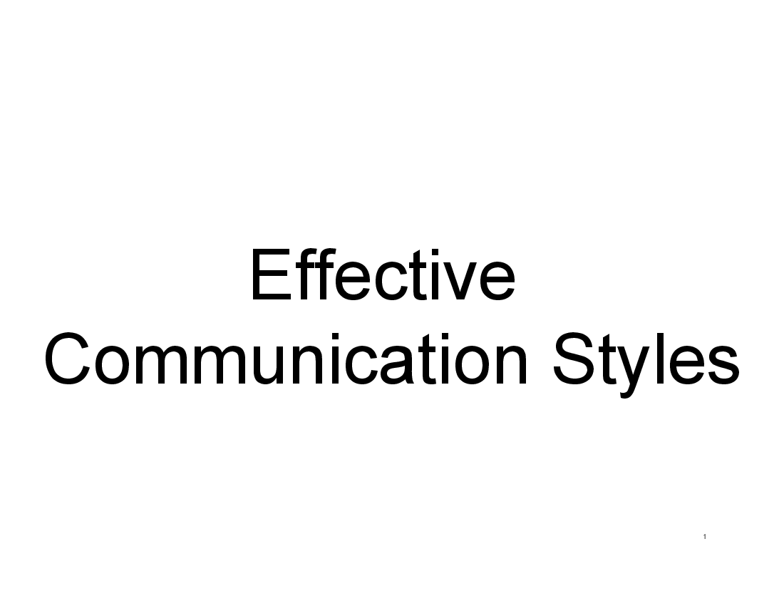 Effective Communication Styles