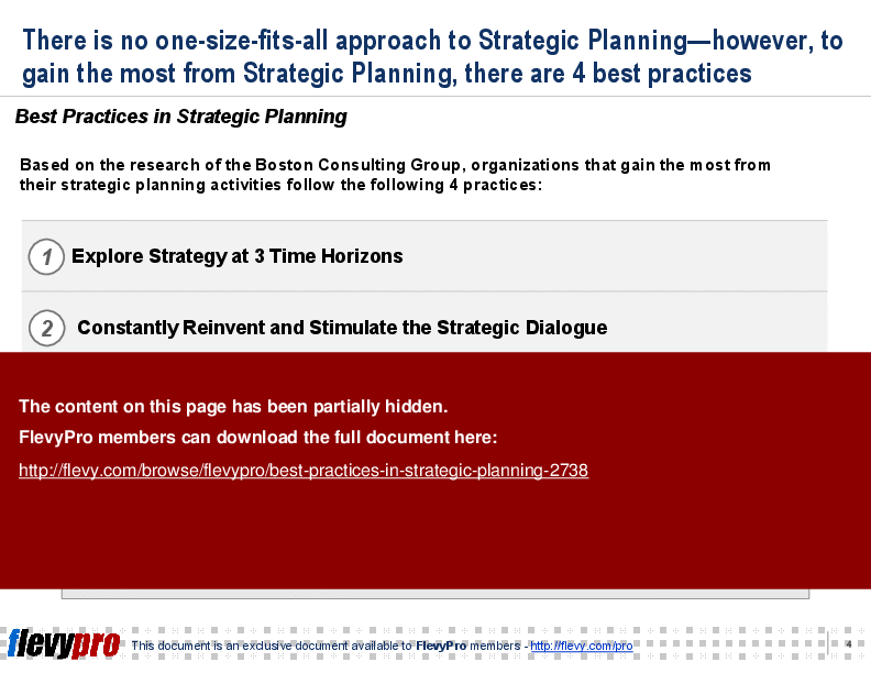 This is a partial preview of Best Practices in Strategic Planning. Full document is 23 slides. 