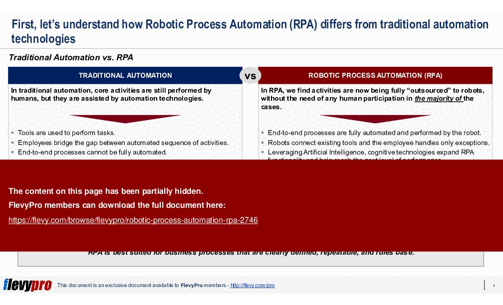 This is a partial preview of Robotic Process Automation (RPA) (21-slide PowerPoint presentation (PPT)). Full document is 21 slides. 