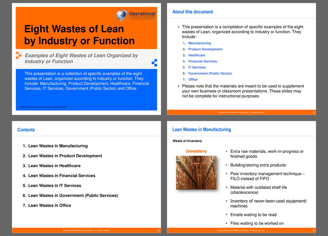 Eight Wastes of Lean (by Industry or Function)