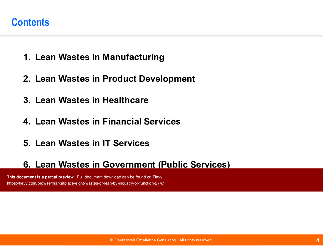 This is a partial preview of Eight Wastes of Lean (by Industry or Function) (79-slide PowerPoint presentation (PPTX)). Full document is 79 slides. 