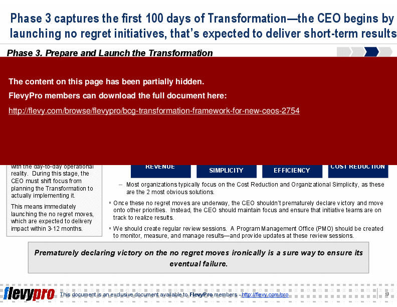 This is a partial preview of Business Transformation Framework for New CEOs (22-slide PowerPoint presentation (PPT)). Full document is 22 slides. 